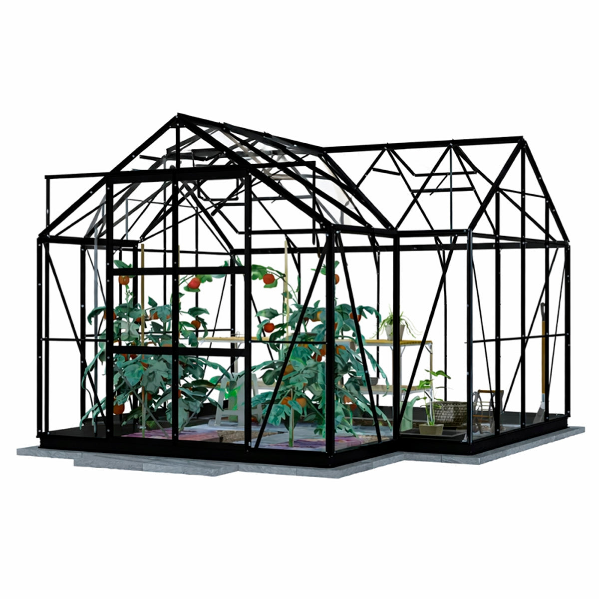 Lykke Växthus T-format Svart 12.8 m2