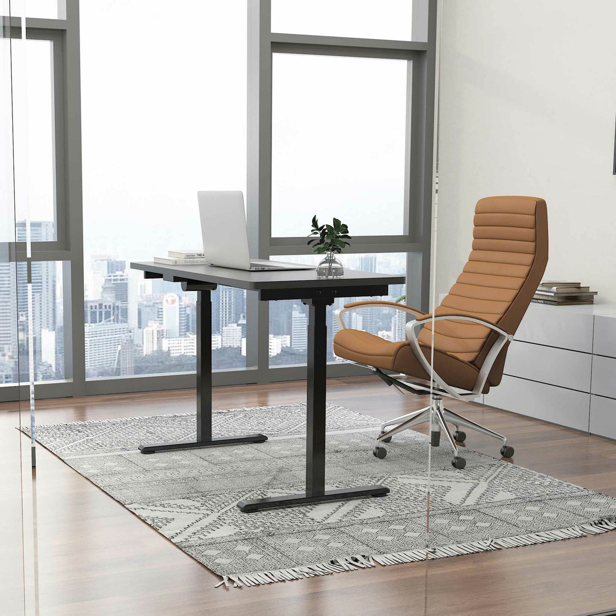 Lykke höj och sänkbart skrivbord M100, svart, 140 x 70 cm