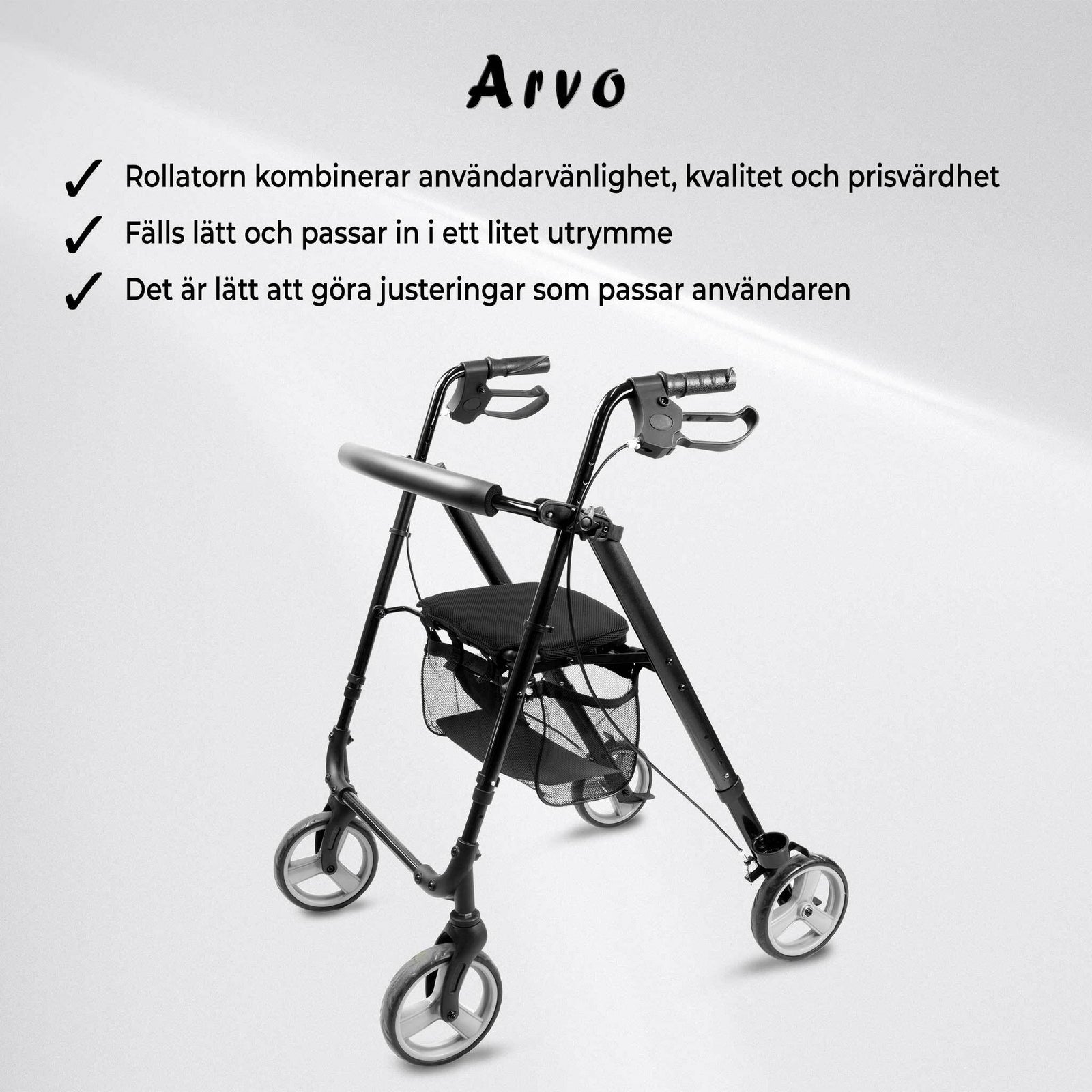Arvo Rullator, Lätt, Svart