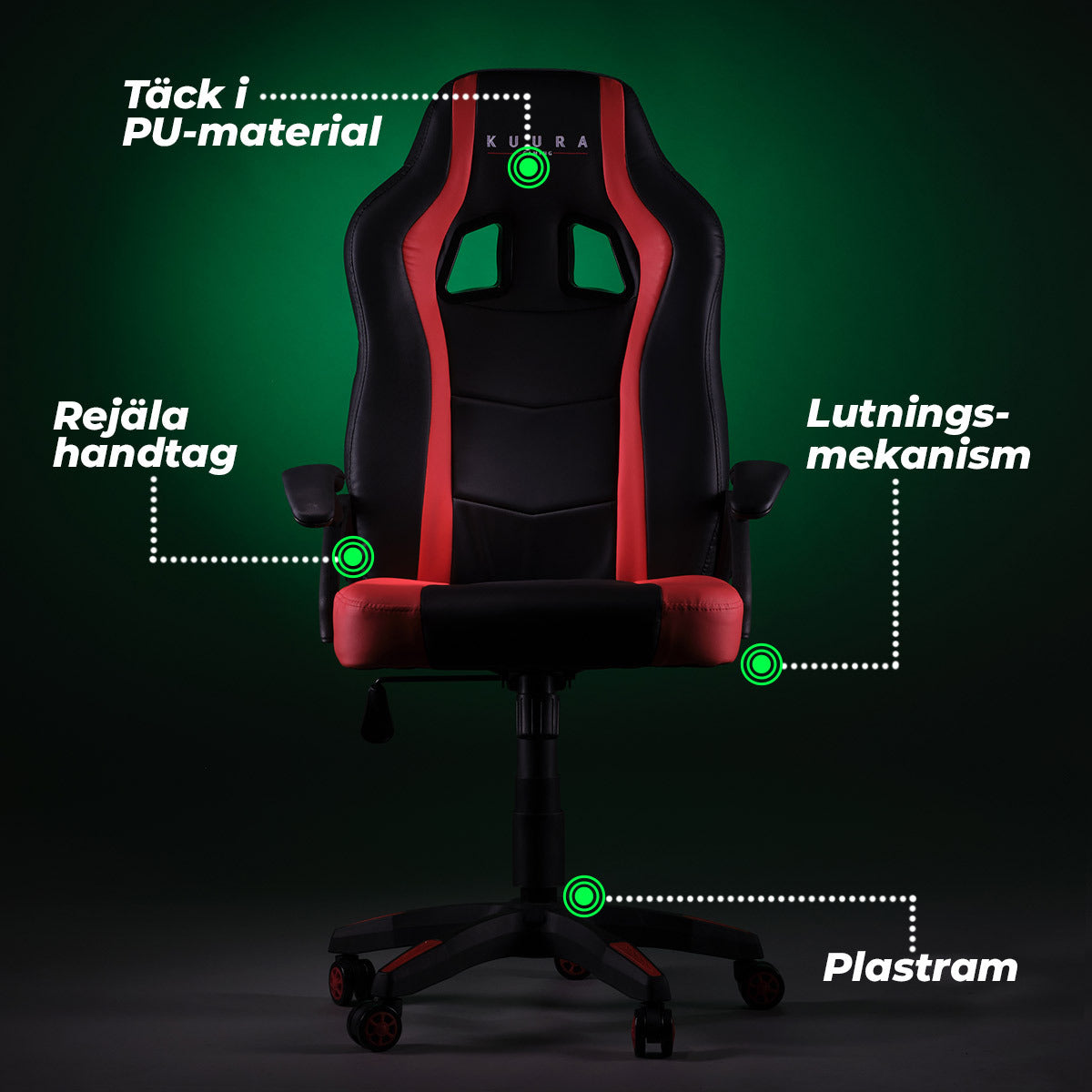 Kuura Gaming gamingstol Gamer, svart-röd