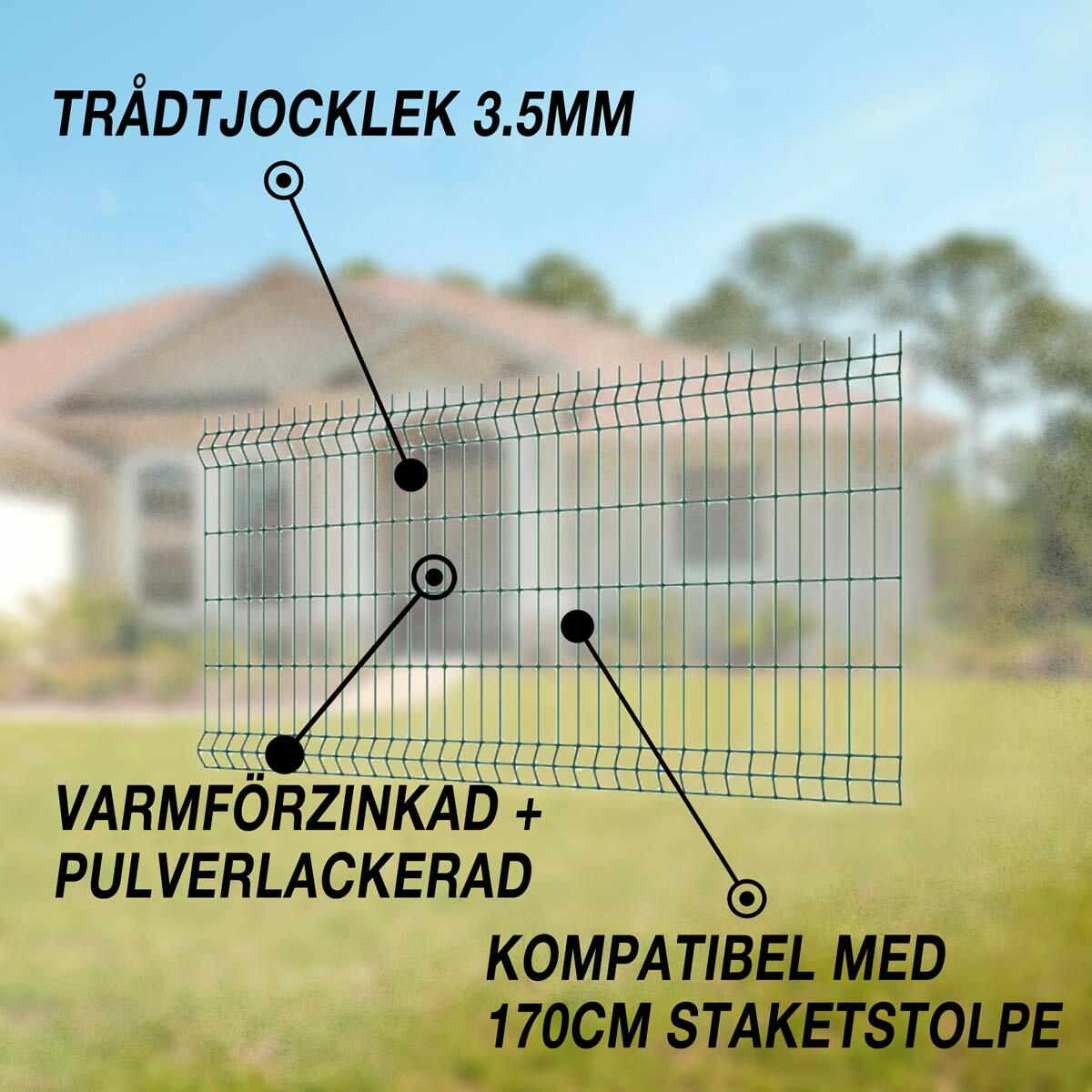 Fornorth staket 1230x2500mm, trådtjocklek 3.5mm, grön