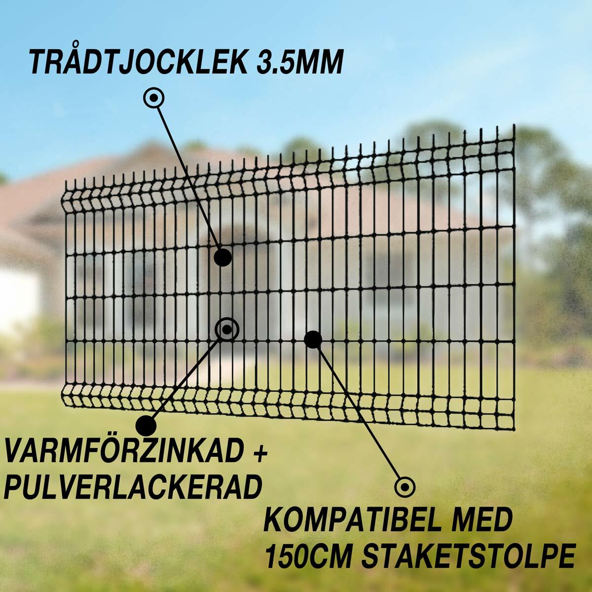 Fornorth staket 1030x2500mm, trådtjocklek 3.5mm, svart