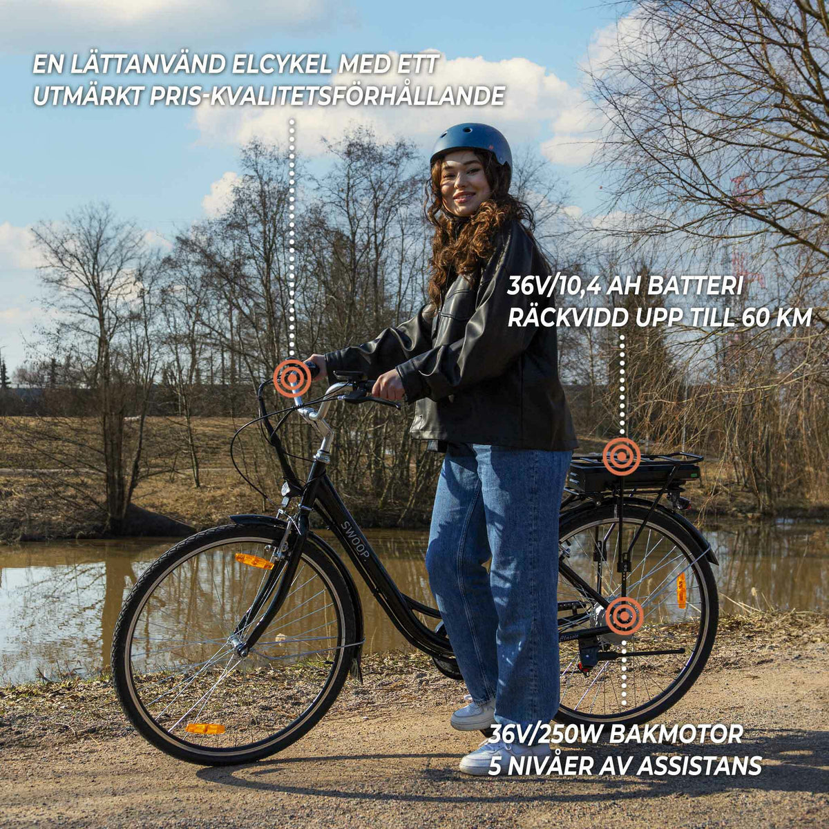 
              Swoop Elcykel Classic, dam 28&quot; svart