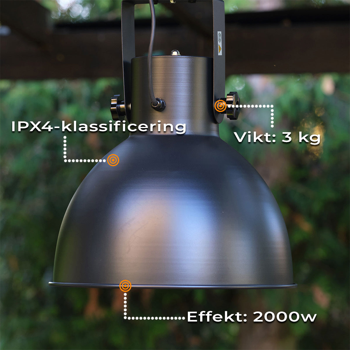 
              Fornorth Terrassvärmare hängande 2000W, svart