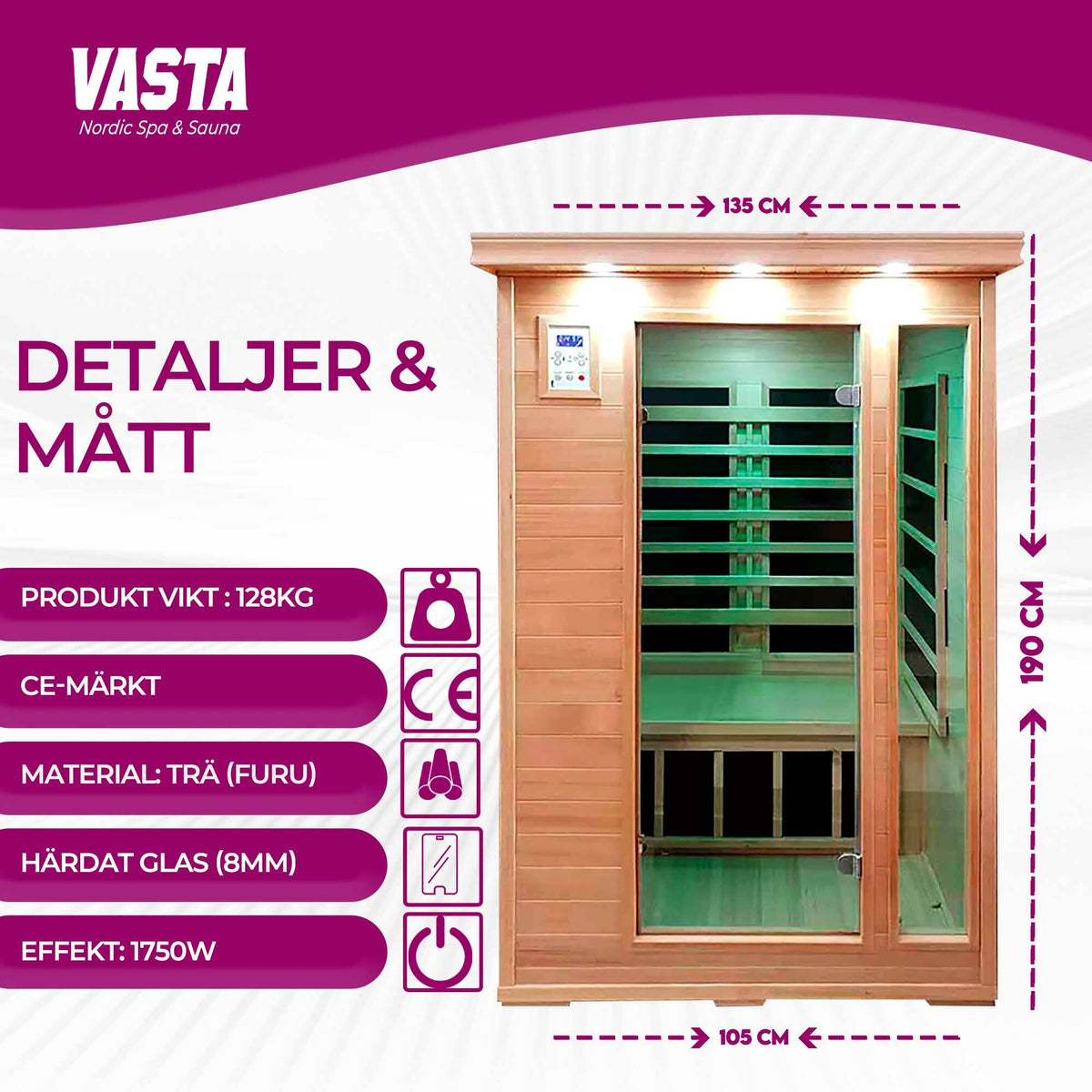 
              Vasta Infraröd bastu för 2 personer