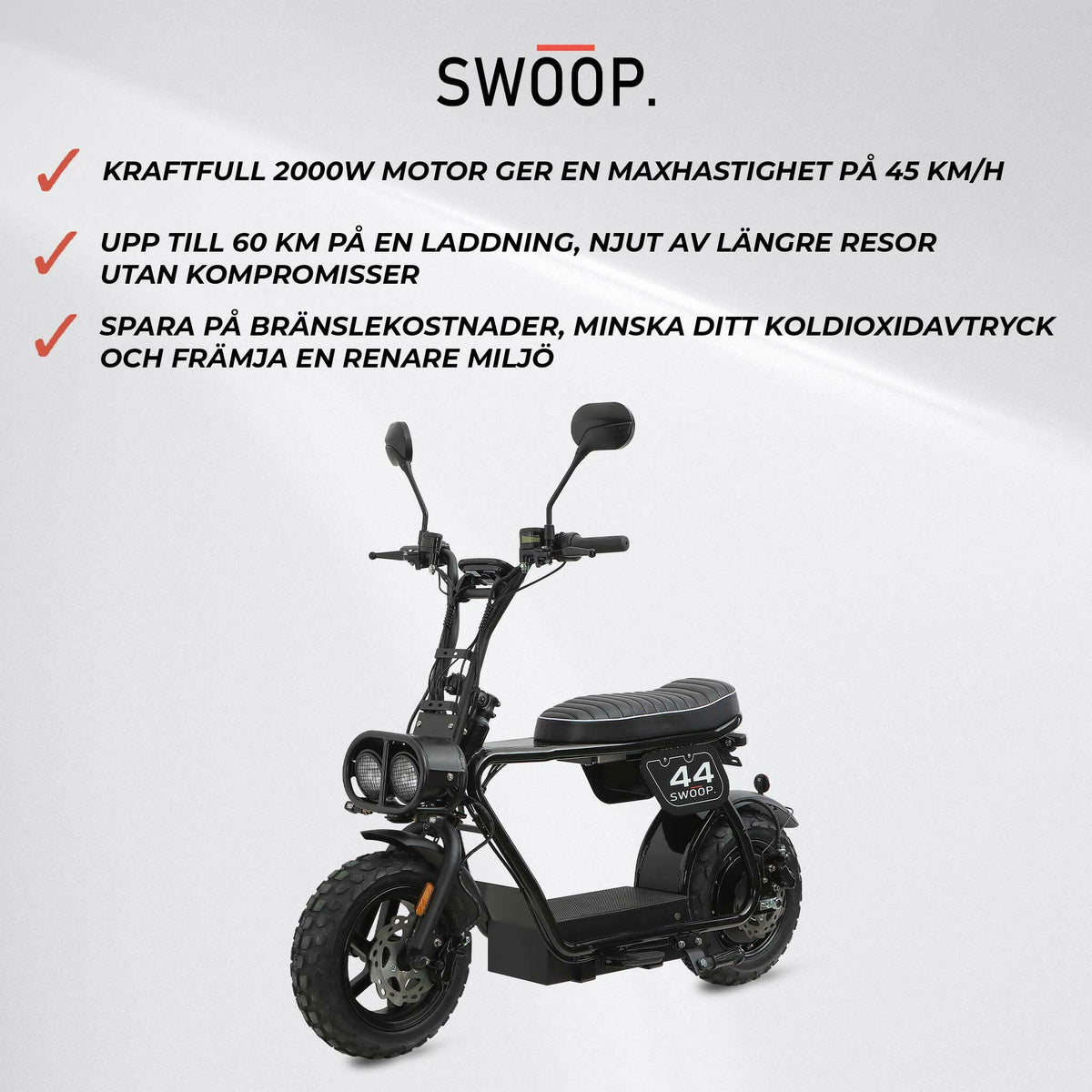 
              Swoop Elmoped Turbo 2000W Svart