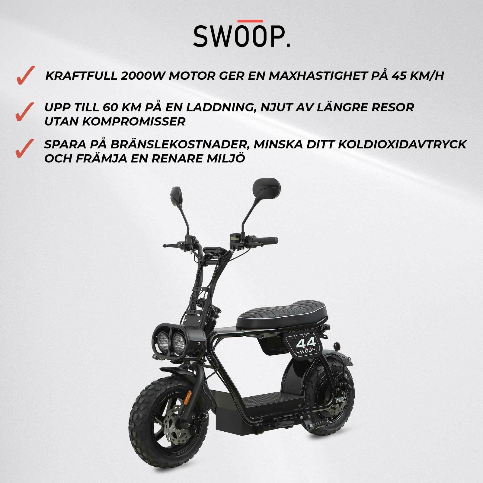Swoop Elmoped Turbo 2000W Svart