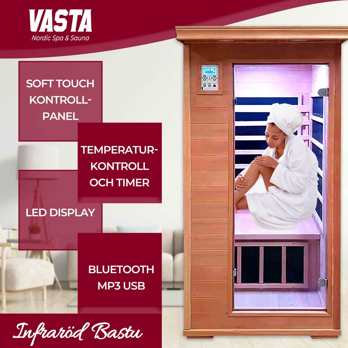 
              Vasta Infraröd bastu för 1 person