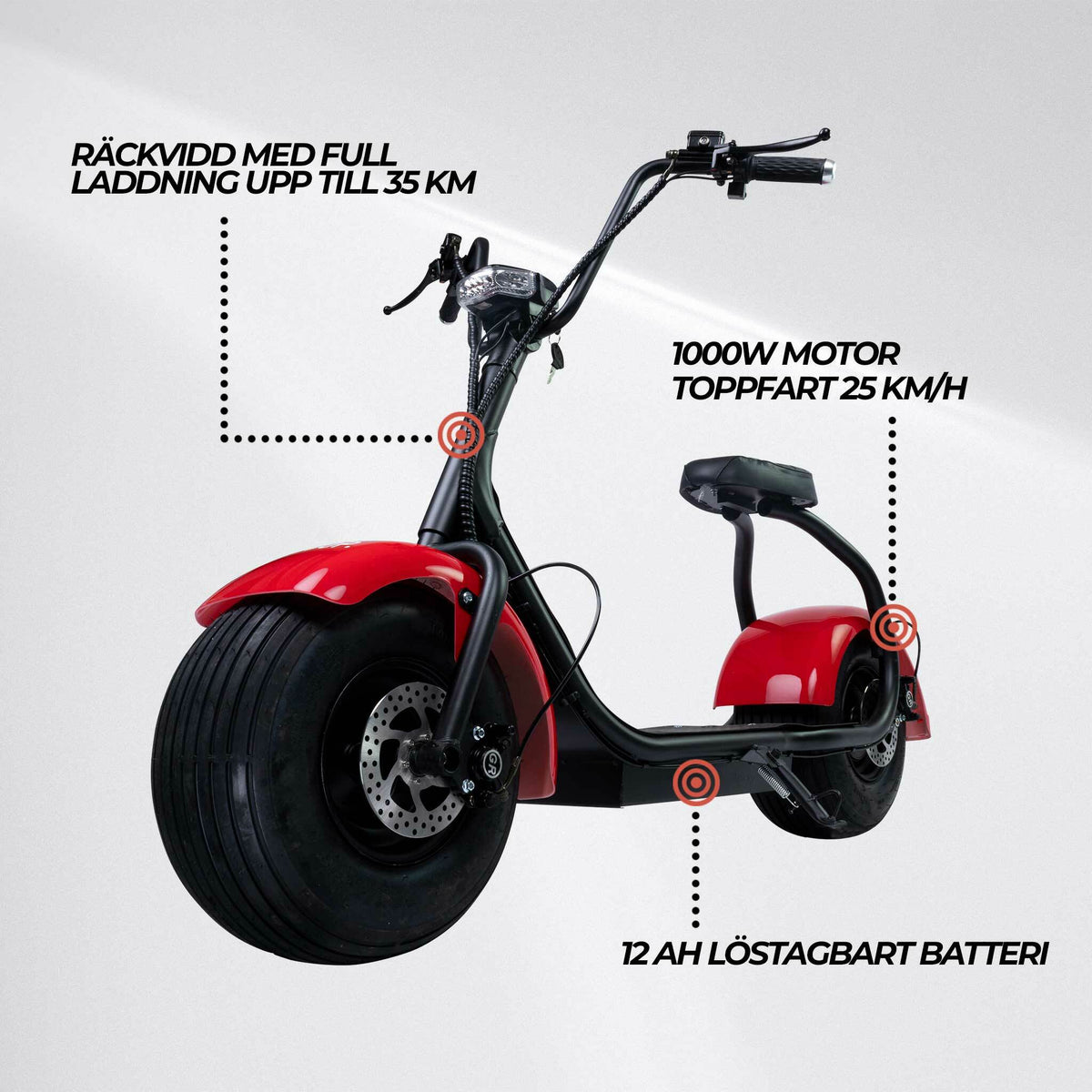 
              Swoop Kruiser elscooter N2, röd