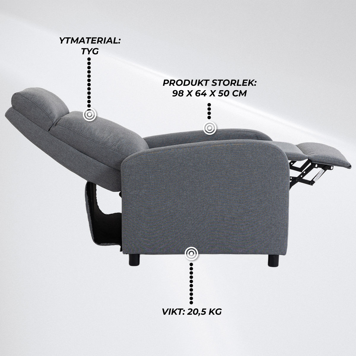 
              Lykke Reclinerfåtölj Standard, mörkgrå