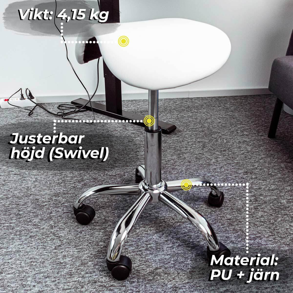 
              Lykke Sadelstol Comfort, vit