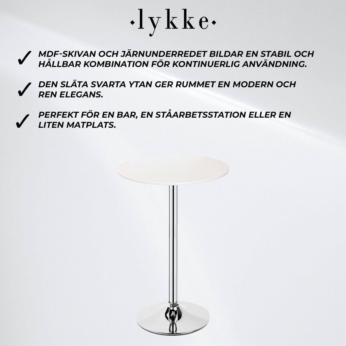 
              Lykke Barbord Comfort Vit 60x105cm