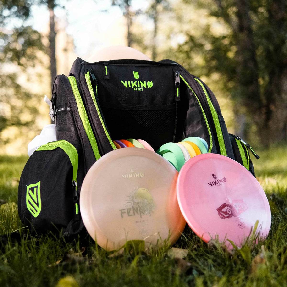 
              Viking Discs Rucksack Pro Frisbeegolf ryggsäck, svart/lime