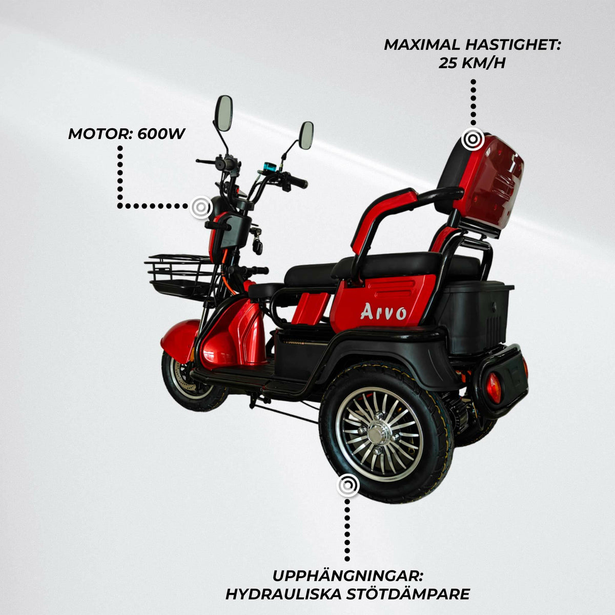 
              Arvo Promenadscooter P200 Röd