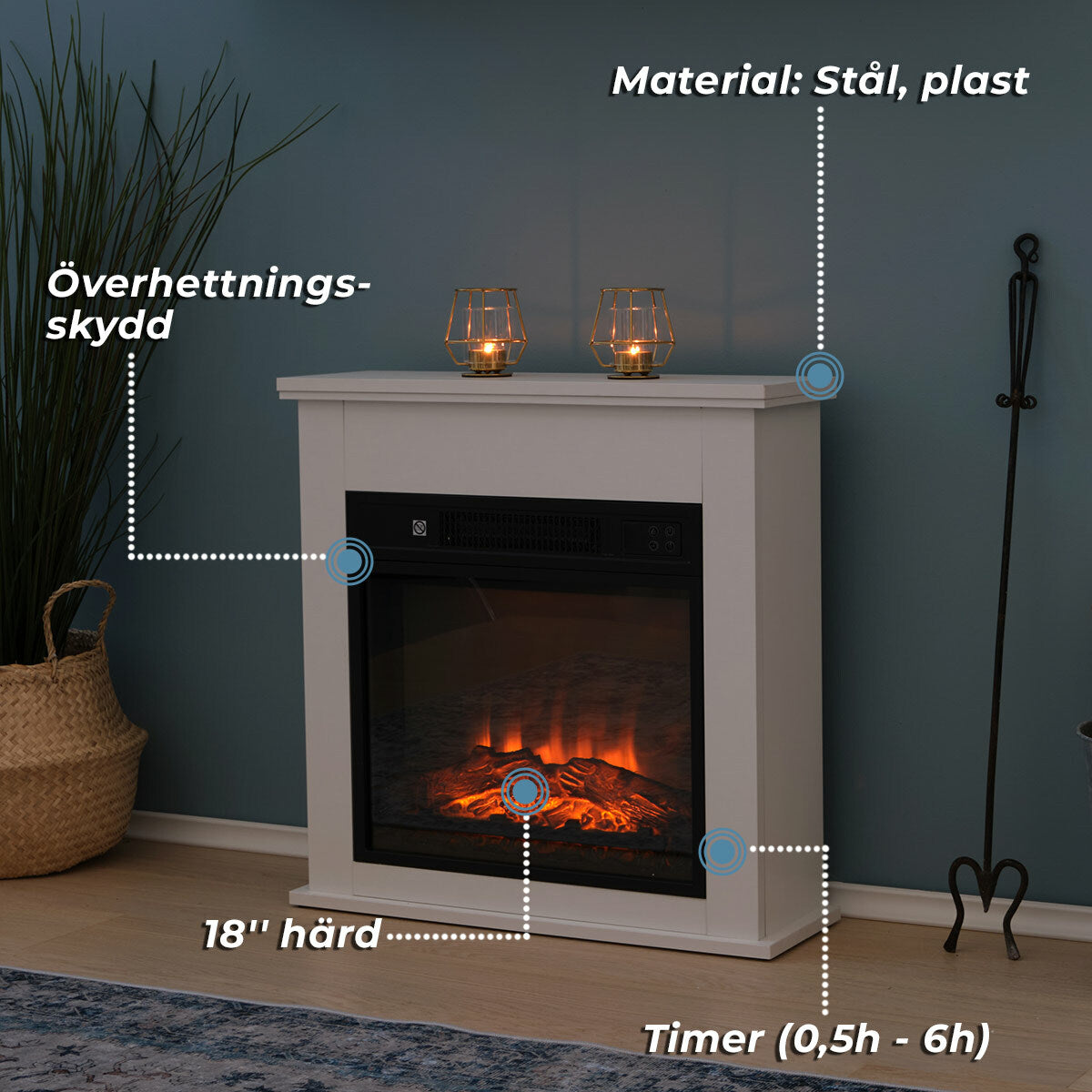 
              Lykke Elkamin S, 2000W, Vit