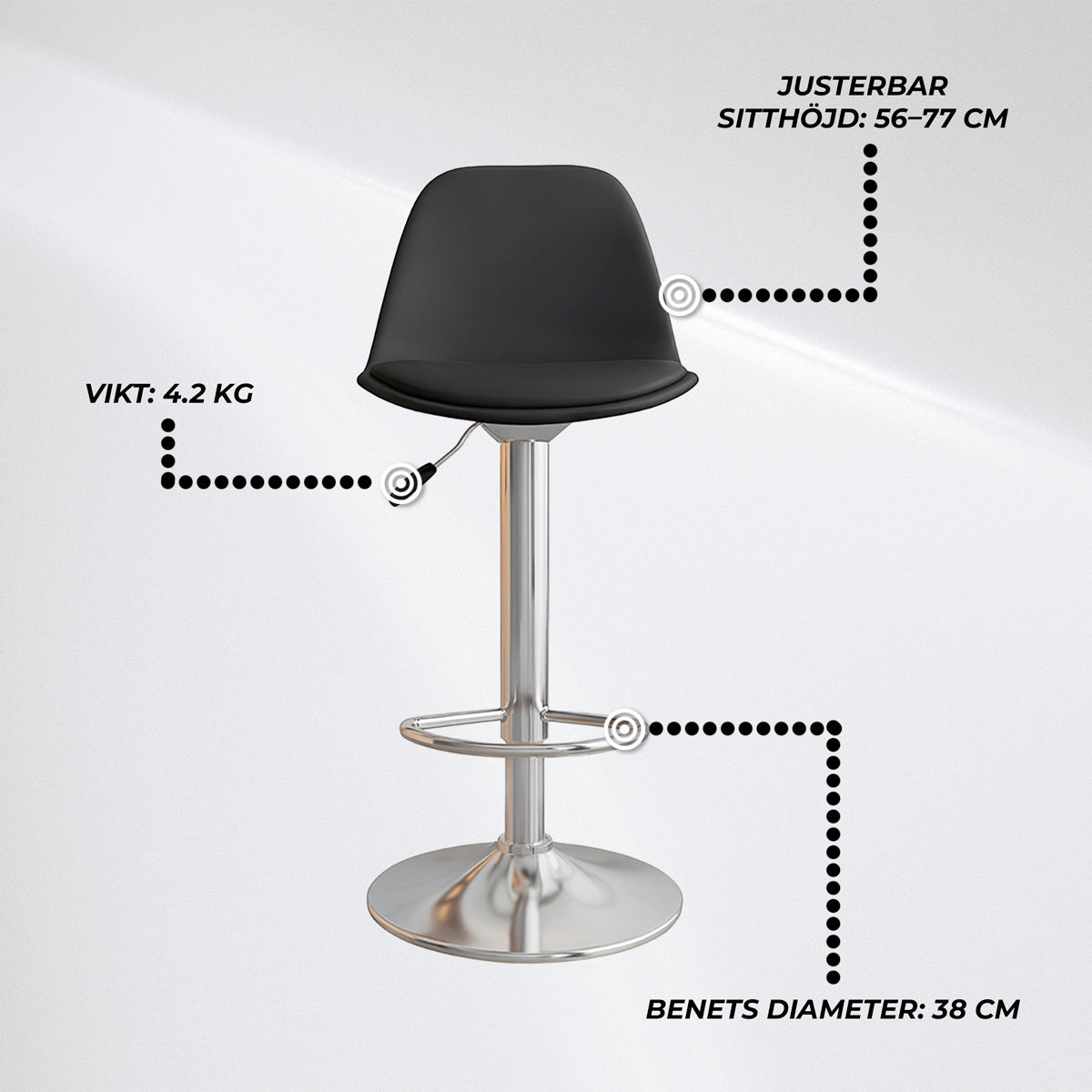 
              Lykke Barstol Comfort Svart