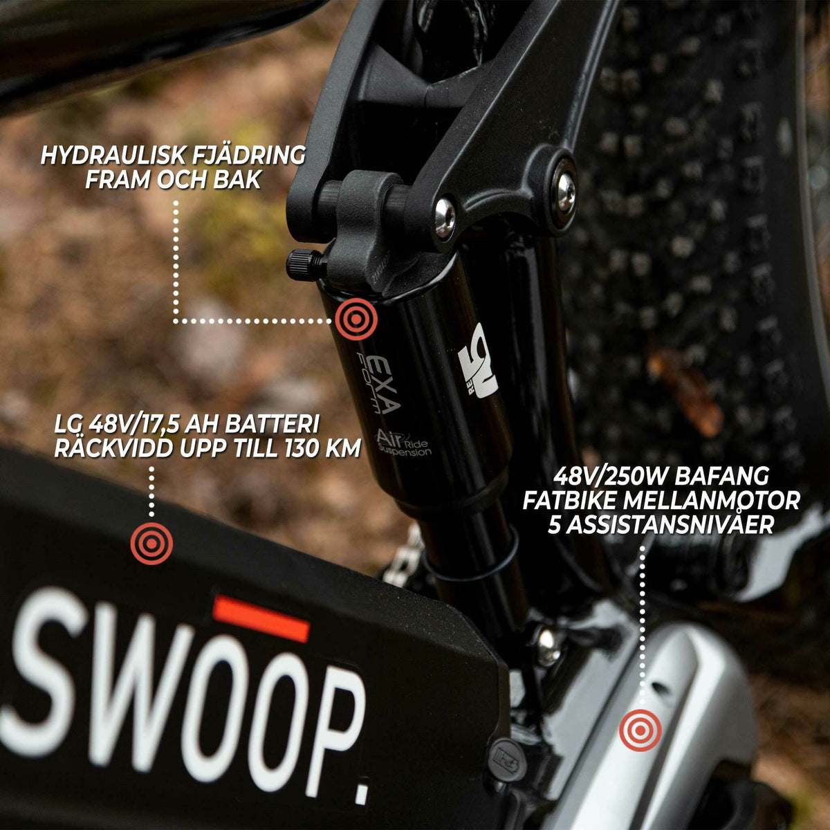 
              Swoop Fatbike Elcykel Ranger, 26&quot;