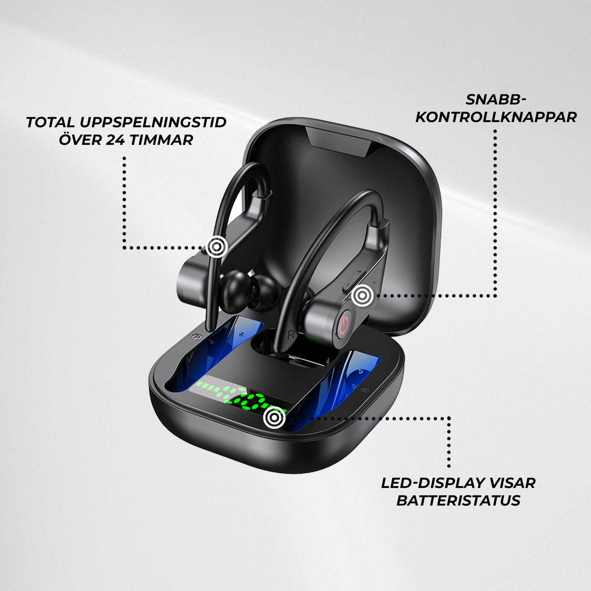 
              Kuurapods Sport V2 - trådlösä hörlurar med brusreducering