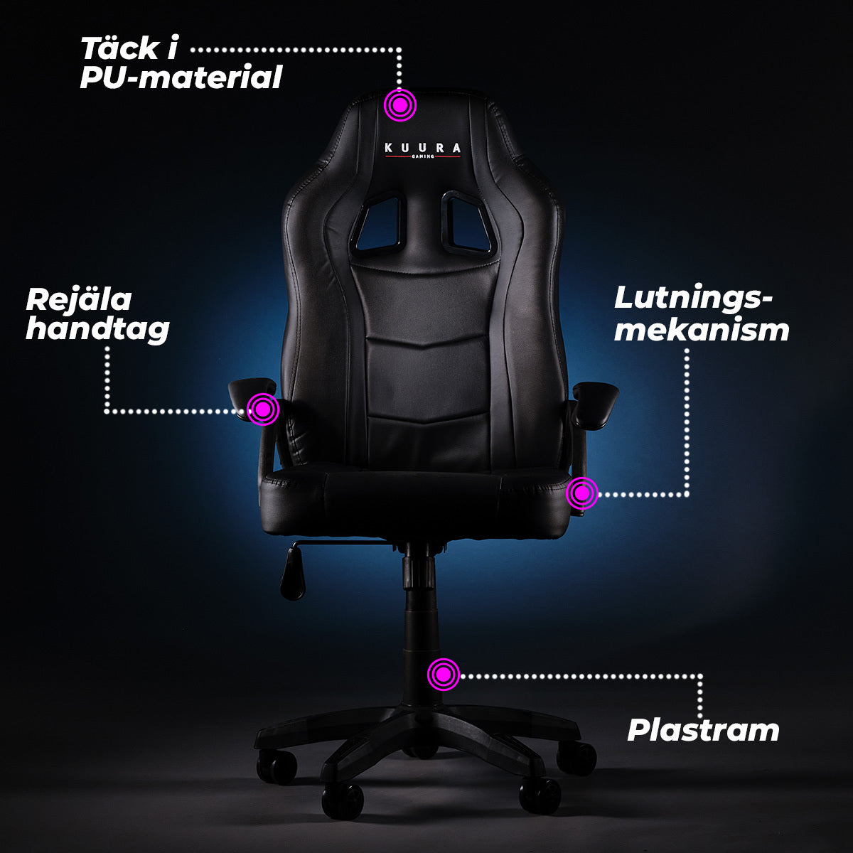 
              Kuura Gaming gamingstol Gamer, svart