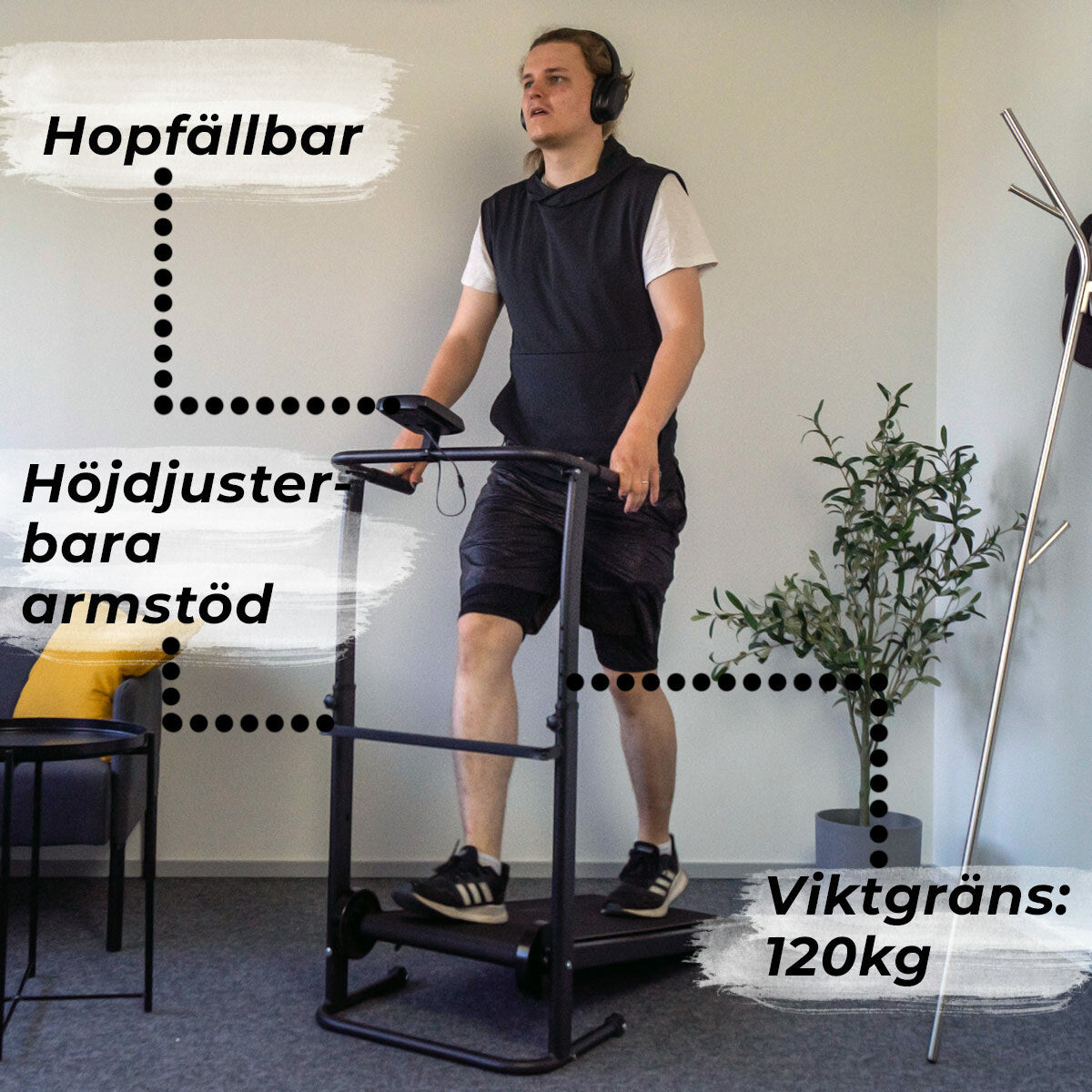 
              React gåband-löpband, Svart