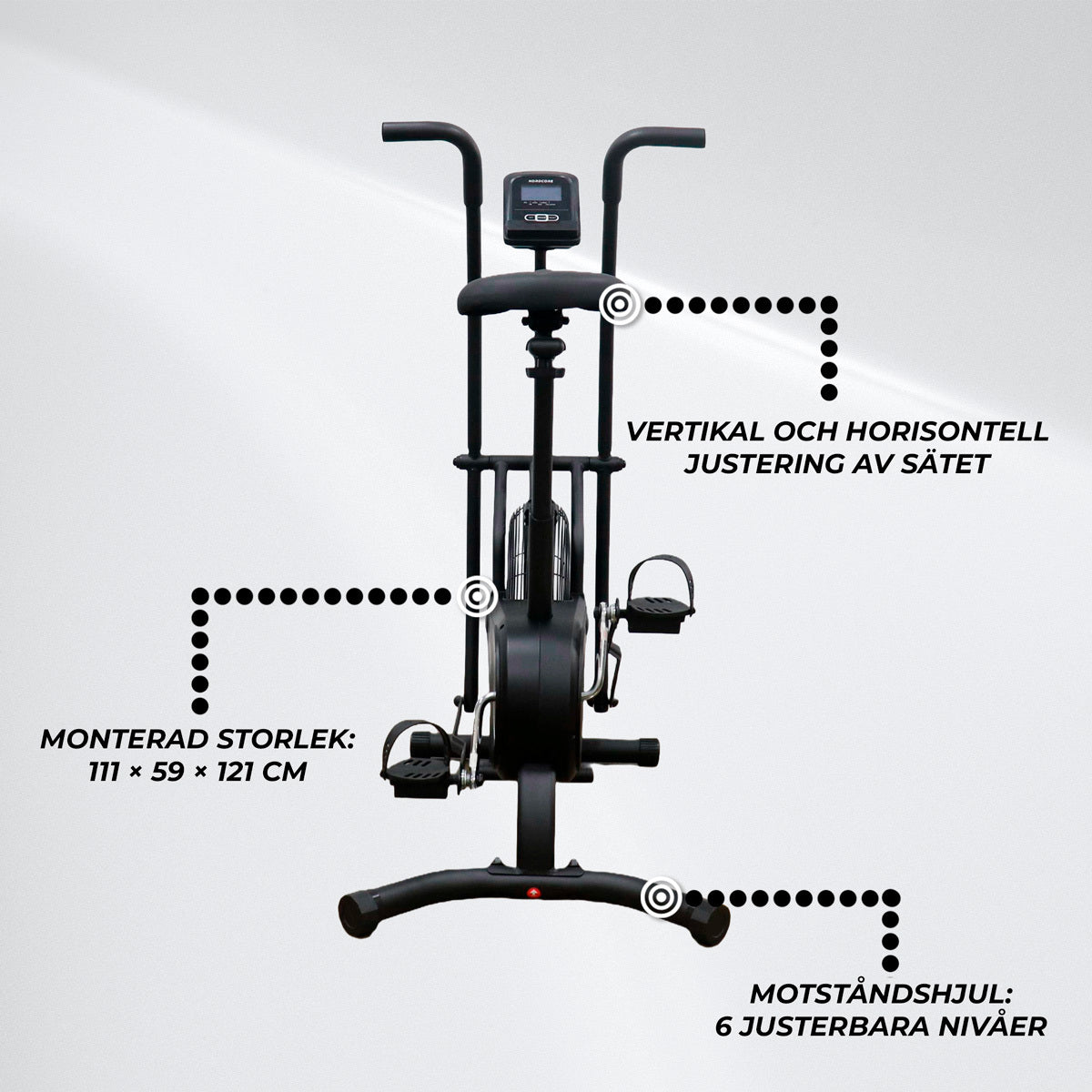 
              Nordcore Air Bike 300 Luftmotståndscykel