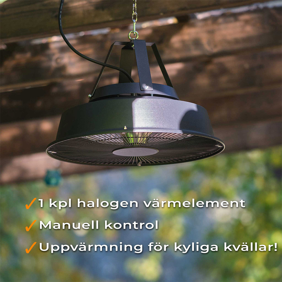 
              Fornorth Terrassvärmare hängande 1500W, svart