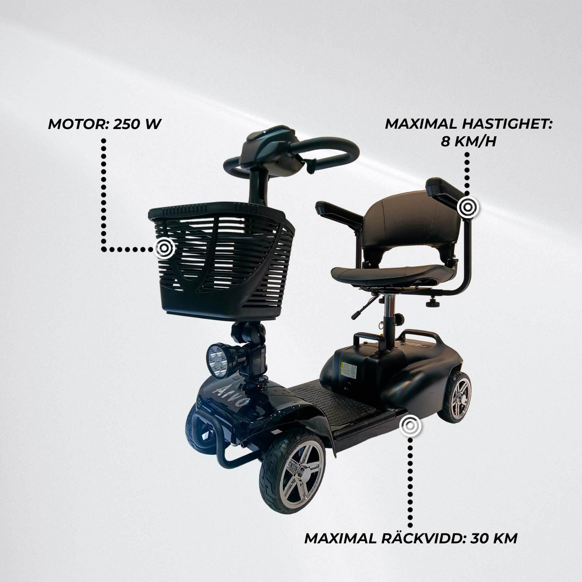 
              Arvo Promenadscooter P100 Svart