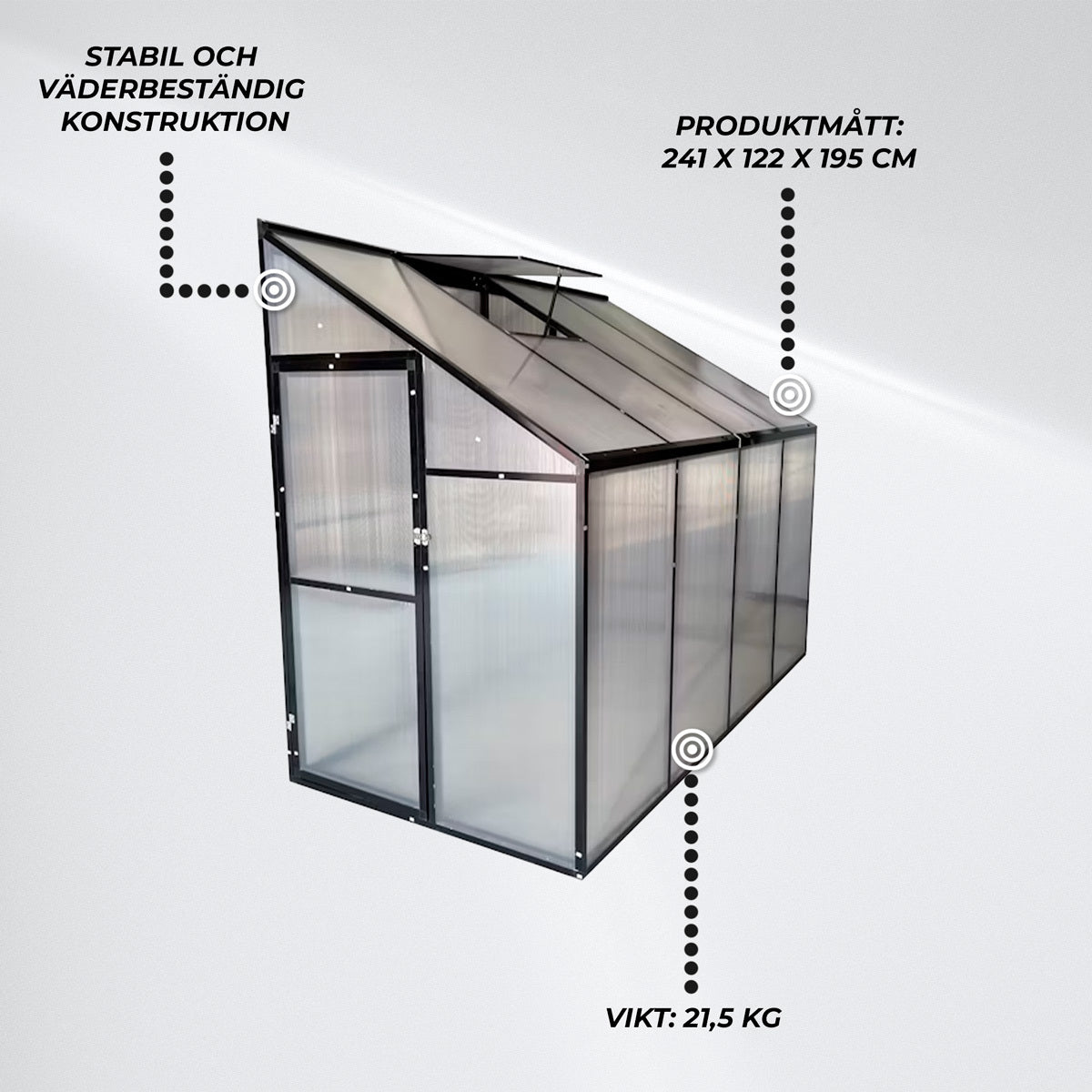 
              Lykke Miniväxthus Sundsvall 241x122x195cm