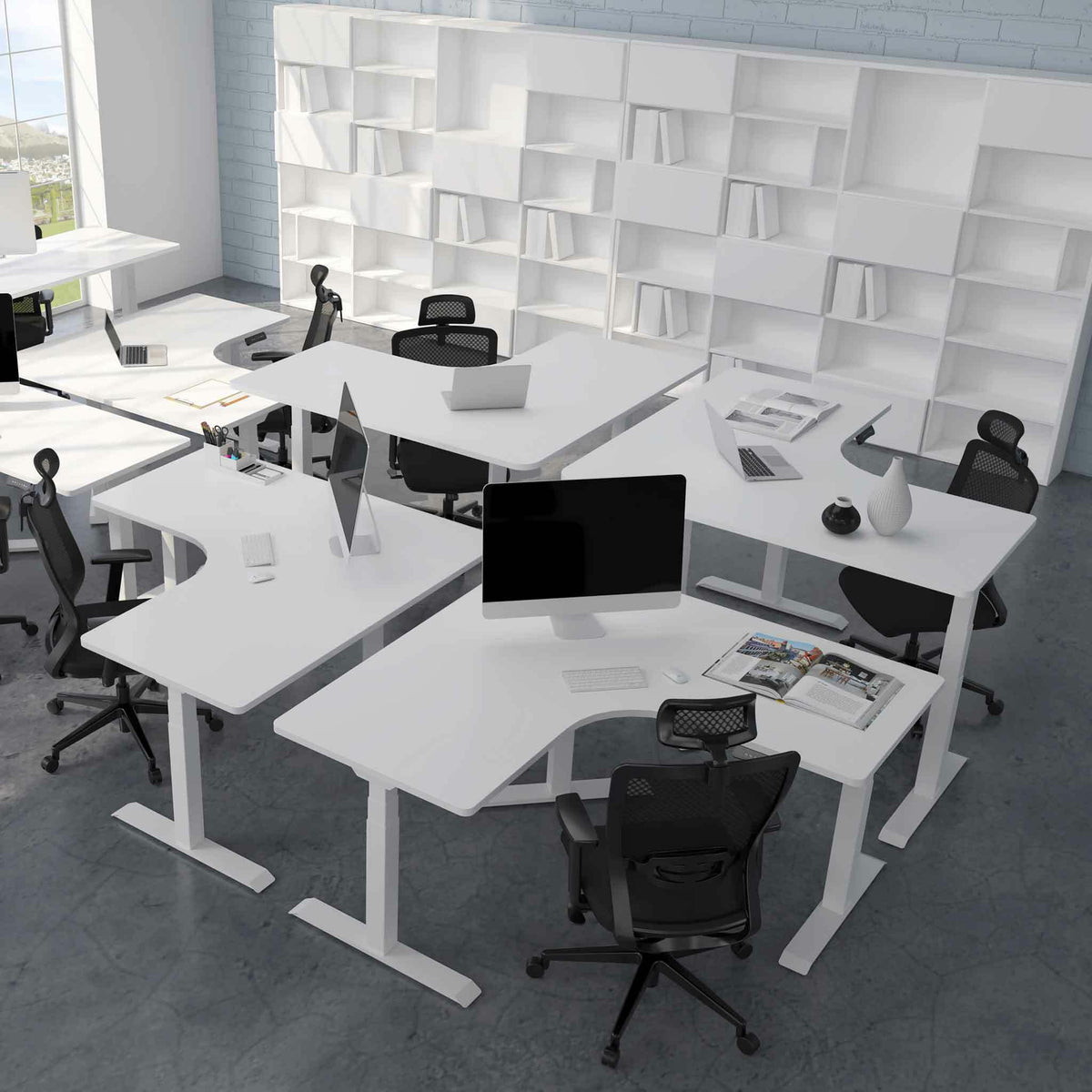 
              Lykke Höj och sänkbart hörnskrivbord M100, vit