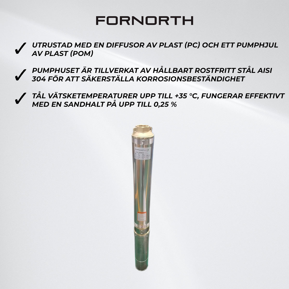 Fornorth Djupvattenpump 1,5kw, 2HP