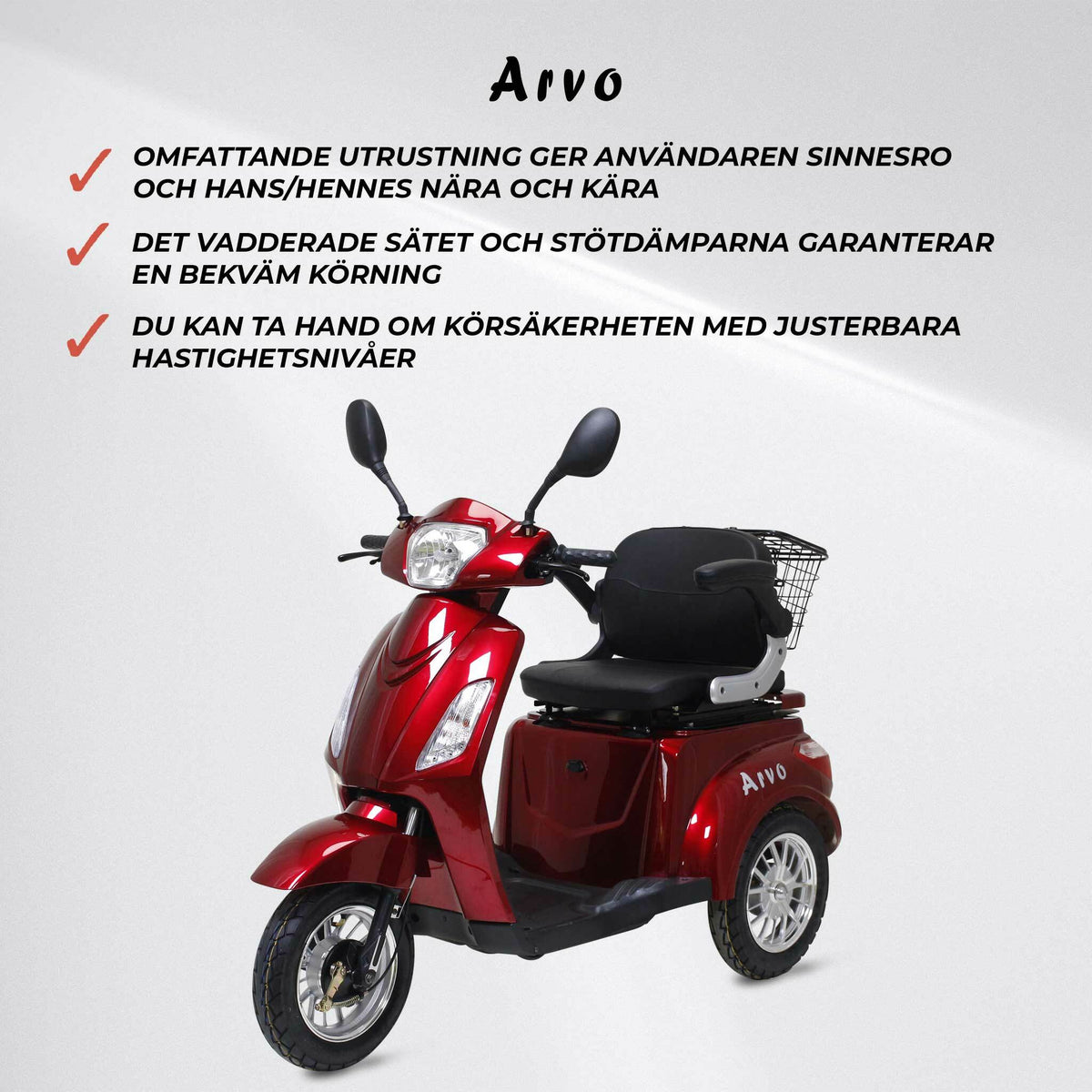 
              Arvo Promenadscooter P300 Röd
