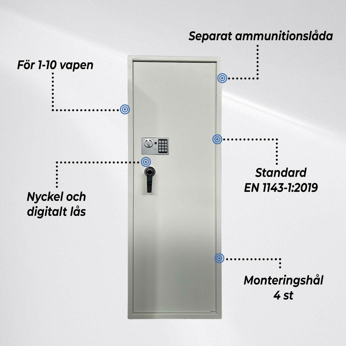 
              Trekker Vapenskåp 10 Set AS1000 V2, Med Digitalt Lås, Vit