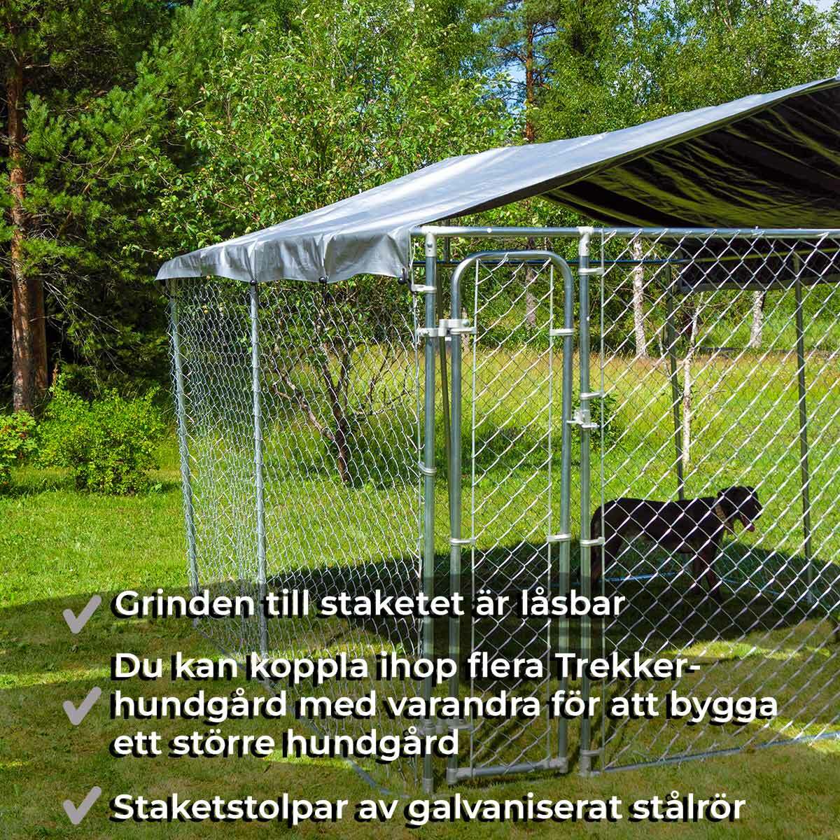 
              Trekker hundgård med tak, 3 x 3m
