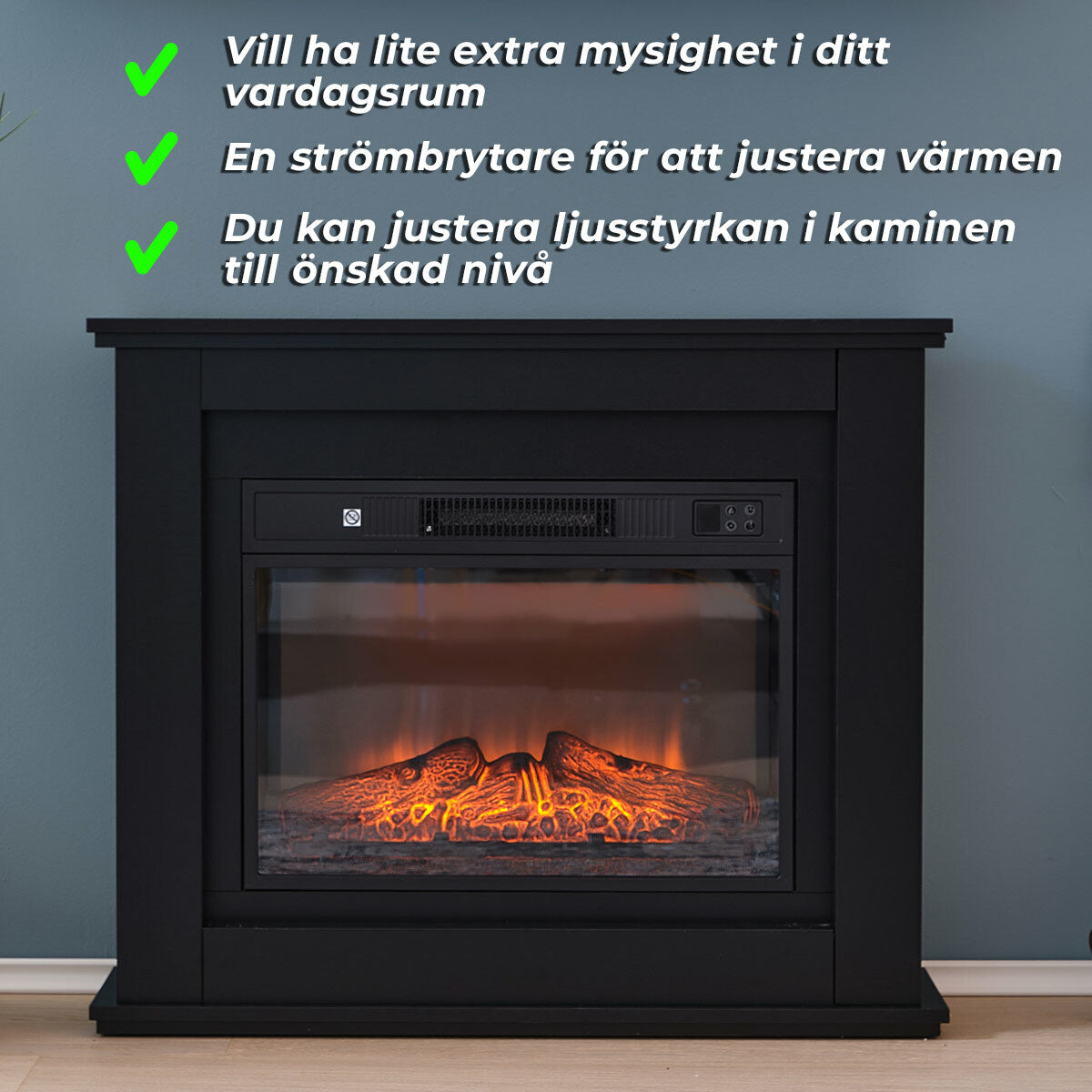 Lykke Elkamin L, 2000W, Svart