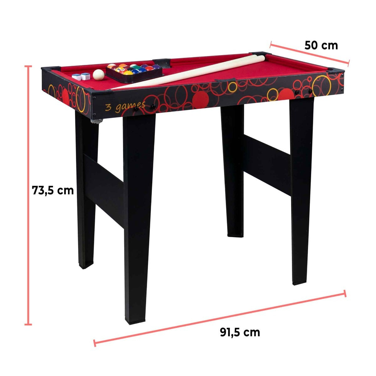 3-IN-1 Spelbord 91,5 x 50 x 73,5 cm