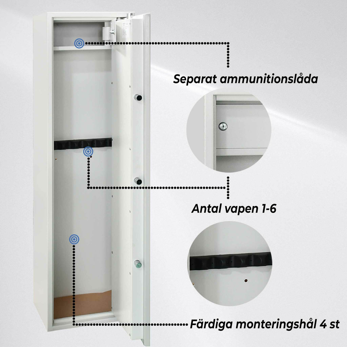 
              Trekker Vapenskåp för 6 vapen AS600, vit