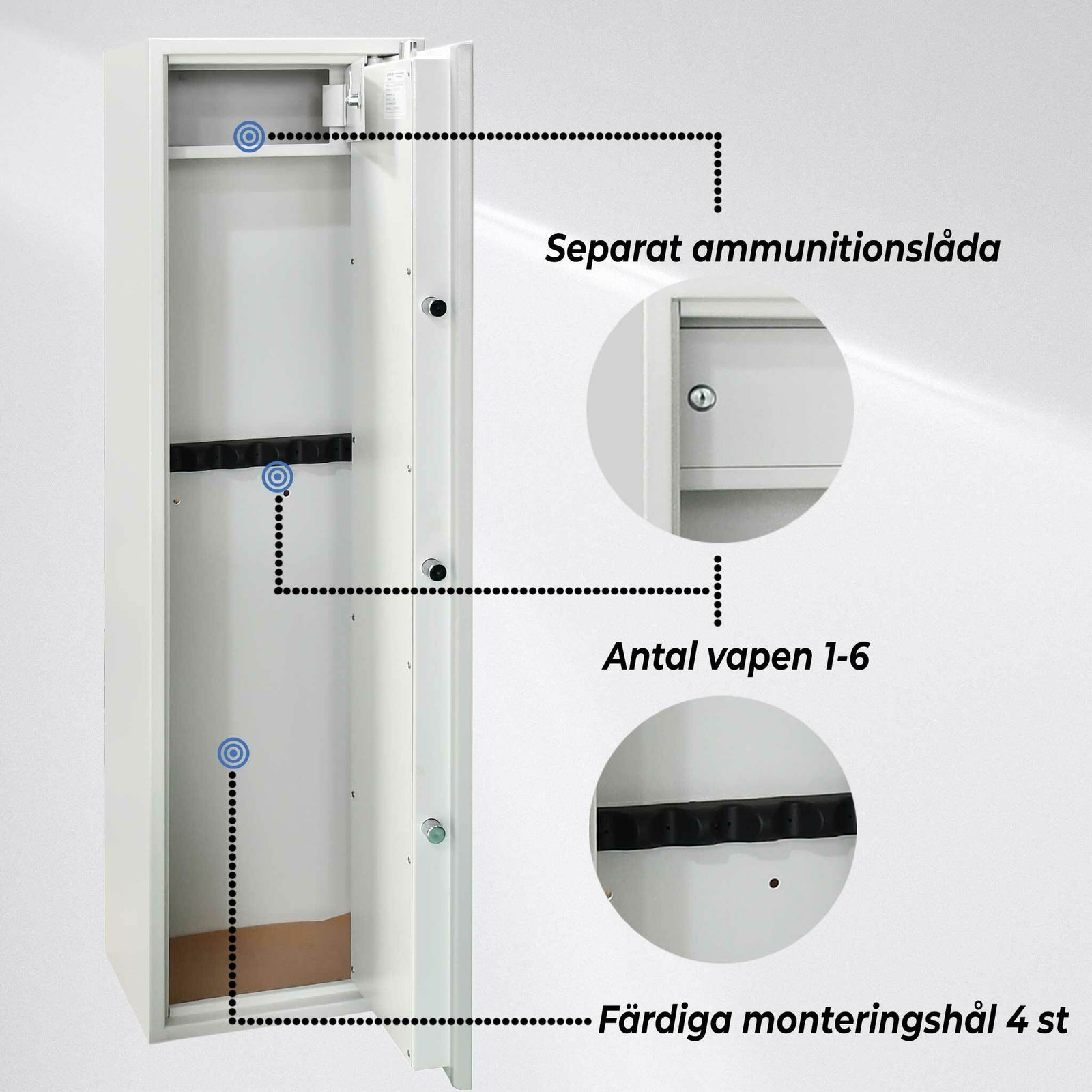 Trekker Vapenskåp för 6 vapen AS600, vit