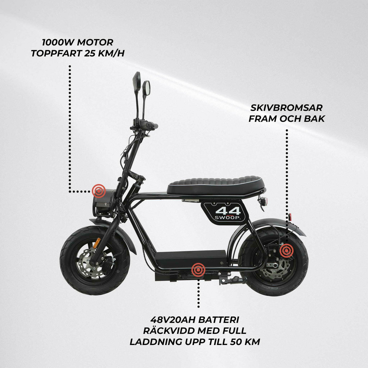 
              Swoop Elmoped 1000W Svart