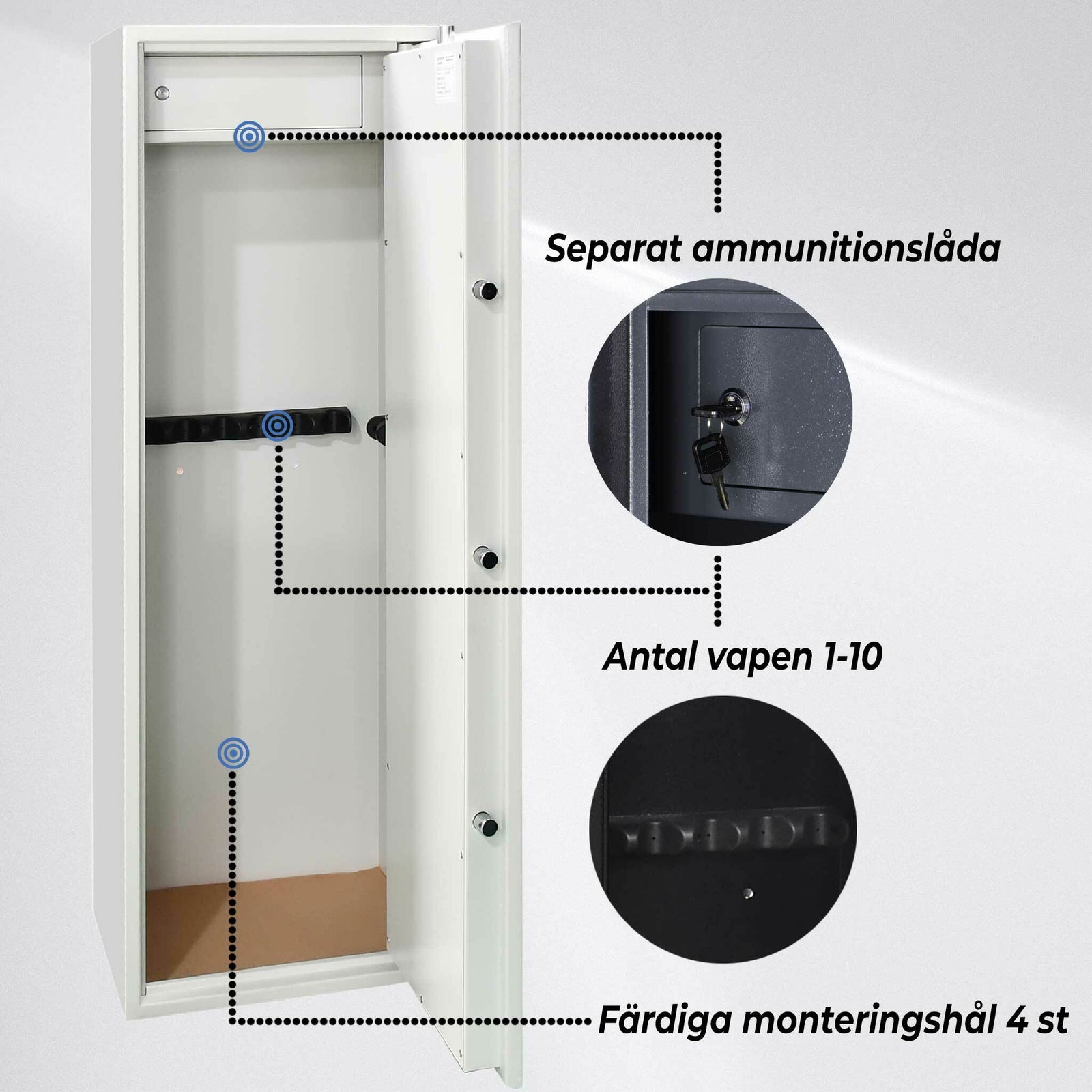 Trekker Vapenskåp för 10 vapen AS1000, vit