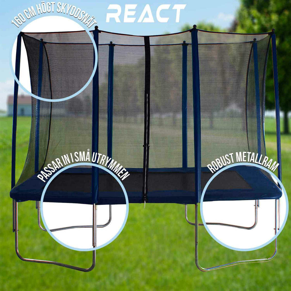 
              React studsmatta rektangulär med skyddsnät 163X216cm