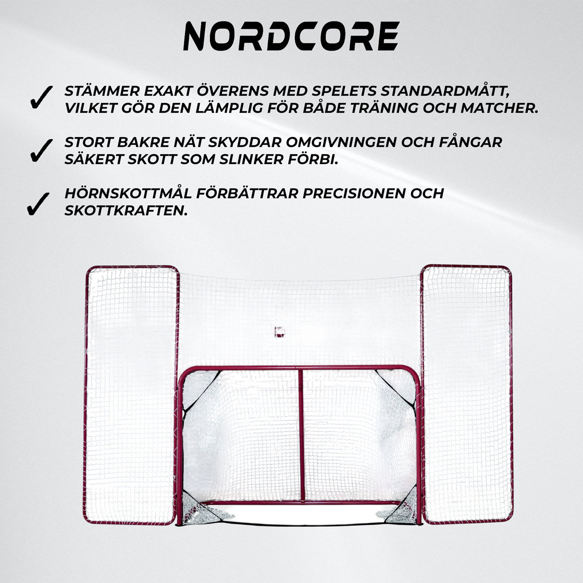 Nordcore Hockeymål med baknät 183X122X75 CM