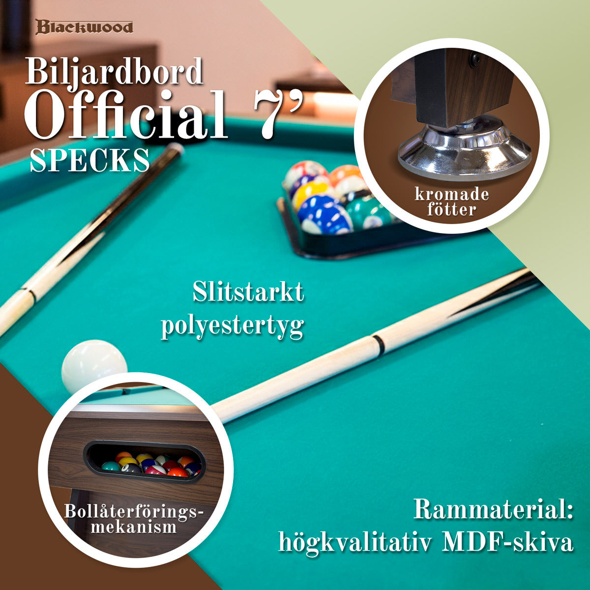 Biljardbord Blackwood Official 7’