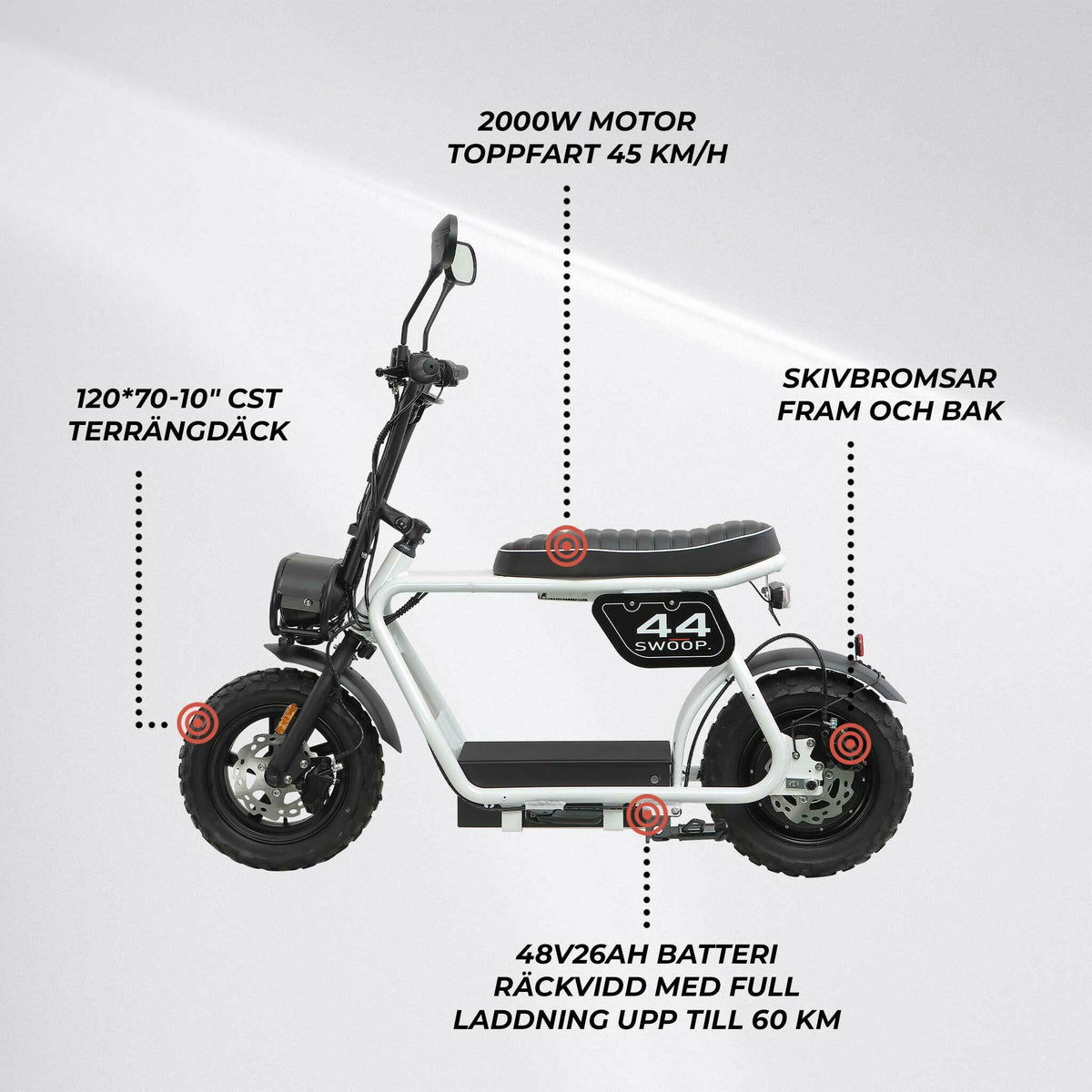 
              Swoop Elmoped Turbo 2000W Vit