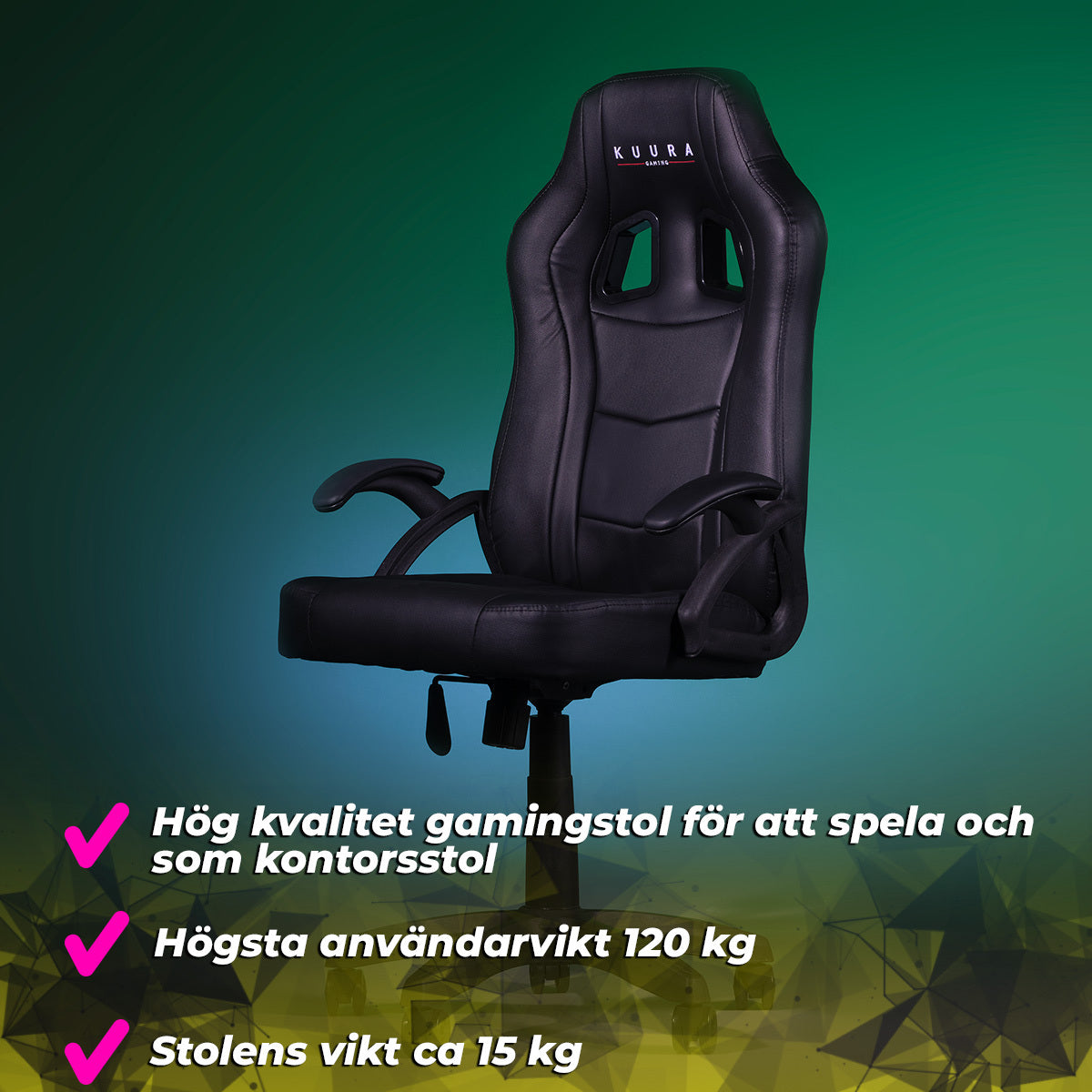 
              Kuura Gaming gamingstol Gamer, svart