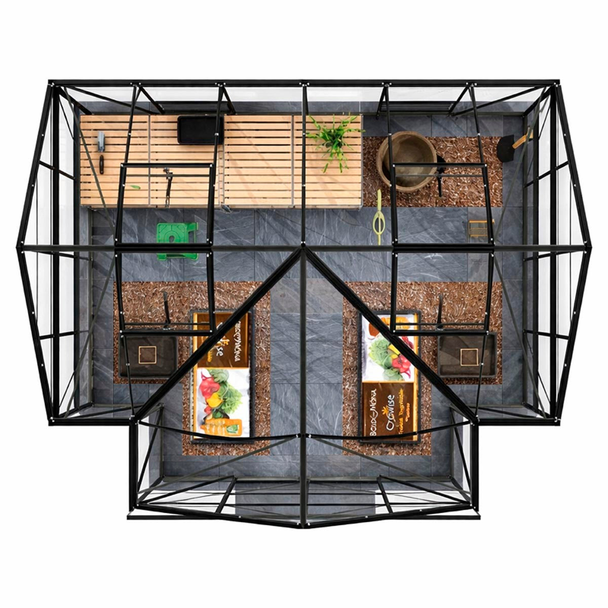 
              Lykke Växthus T-format Svart 10.2 m2