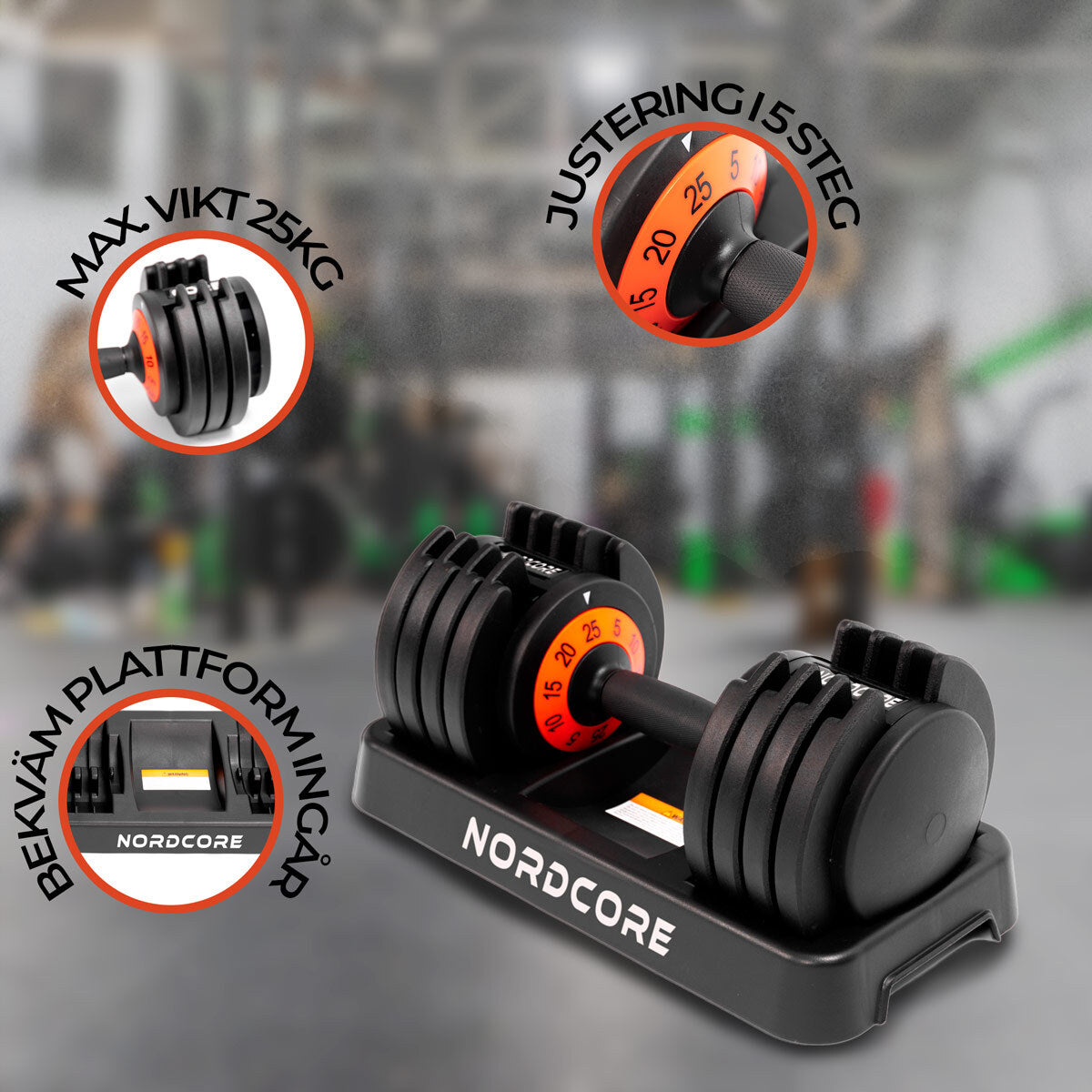 
              Nordcore Justerbar hantel Core 25 kg