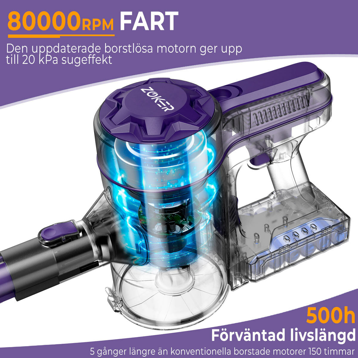 
              Zoker Sladdlös dammsugare A10 Pro