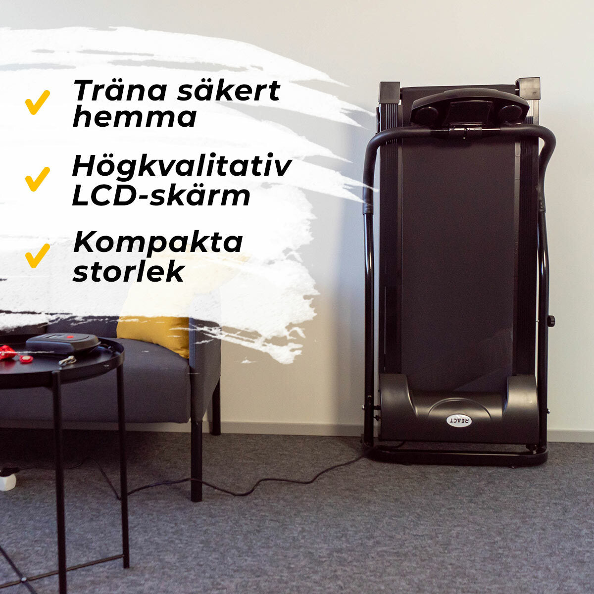 
              React löpband med motor, Svart