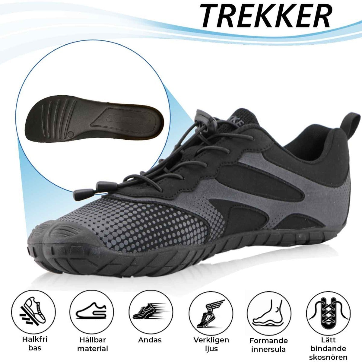 
              Trekker Barfotaskor, Storlek 36-45