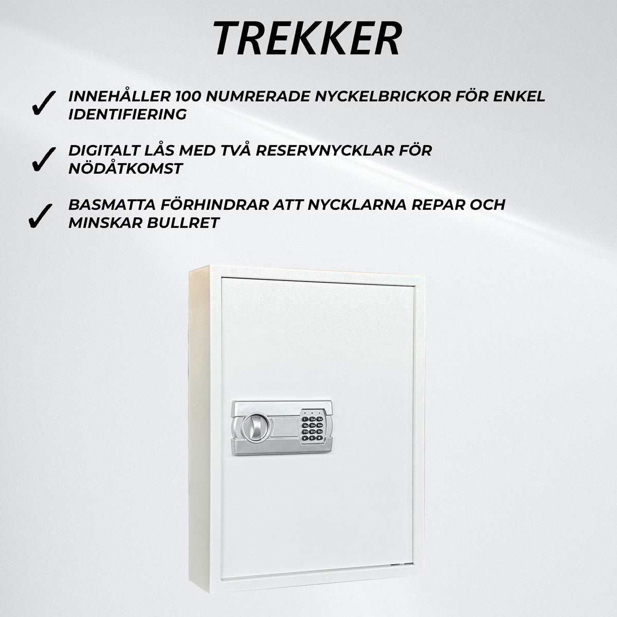 
              Trekker Nyckelskåp med kodlås 100, vit, med digitalt lås